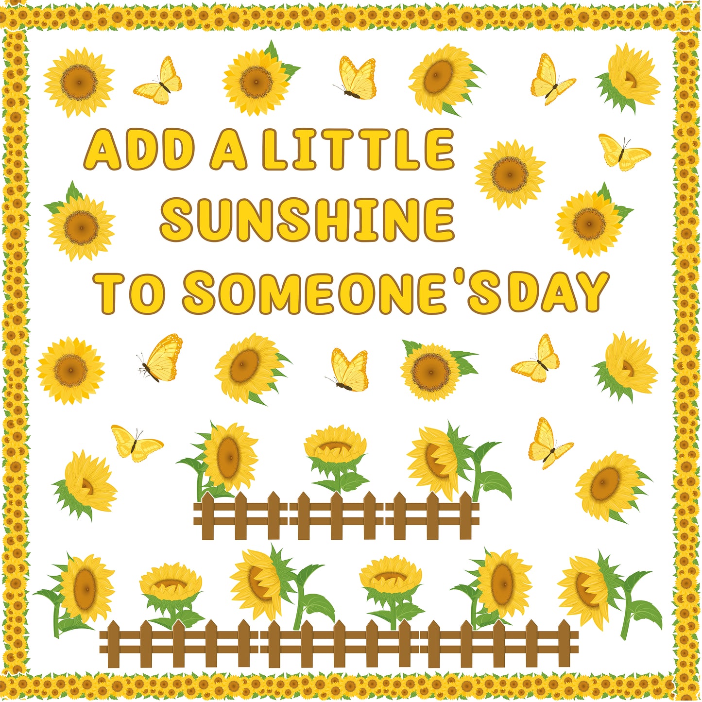 CPicdn 118Pcs Summer Sunflower Cutouts Set Flower Butterfly Bulletin Board Decoration Set
