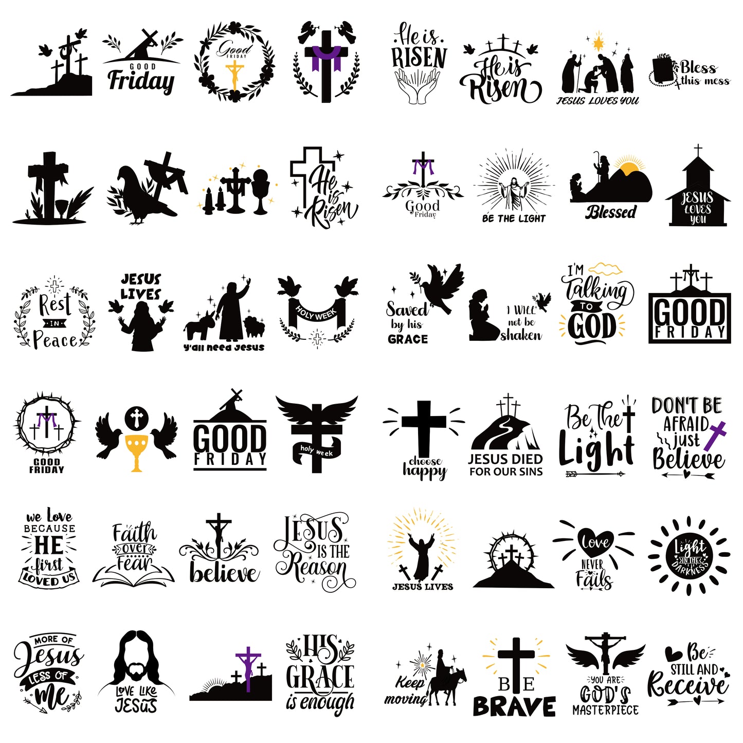 CPicdn 8Pcs Easter Religious Sticker Resurrection Scene Crafts Stickers Easter Positive Bless Word
