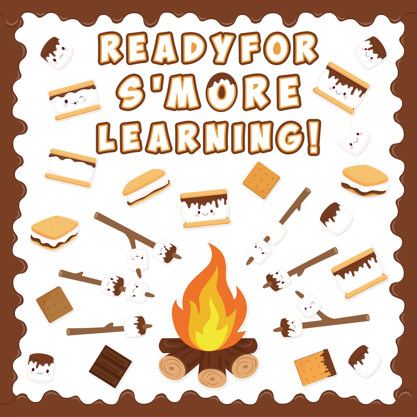 CPicdn 143Pcs Back to School Marshmallow S'More Classroom Bulletin Board Decorations Set