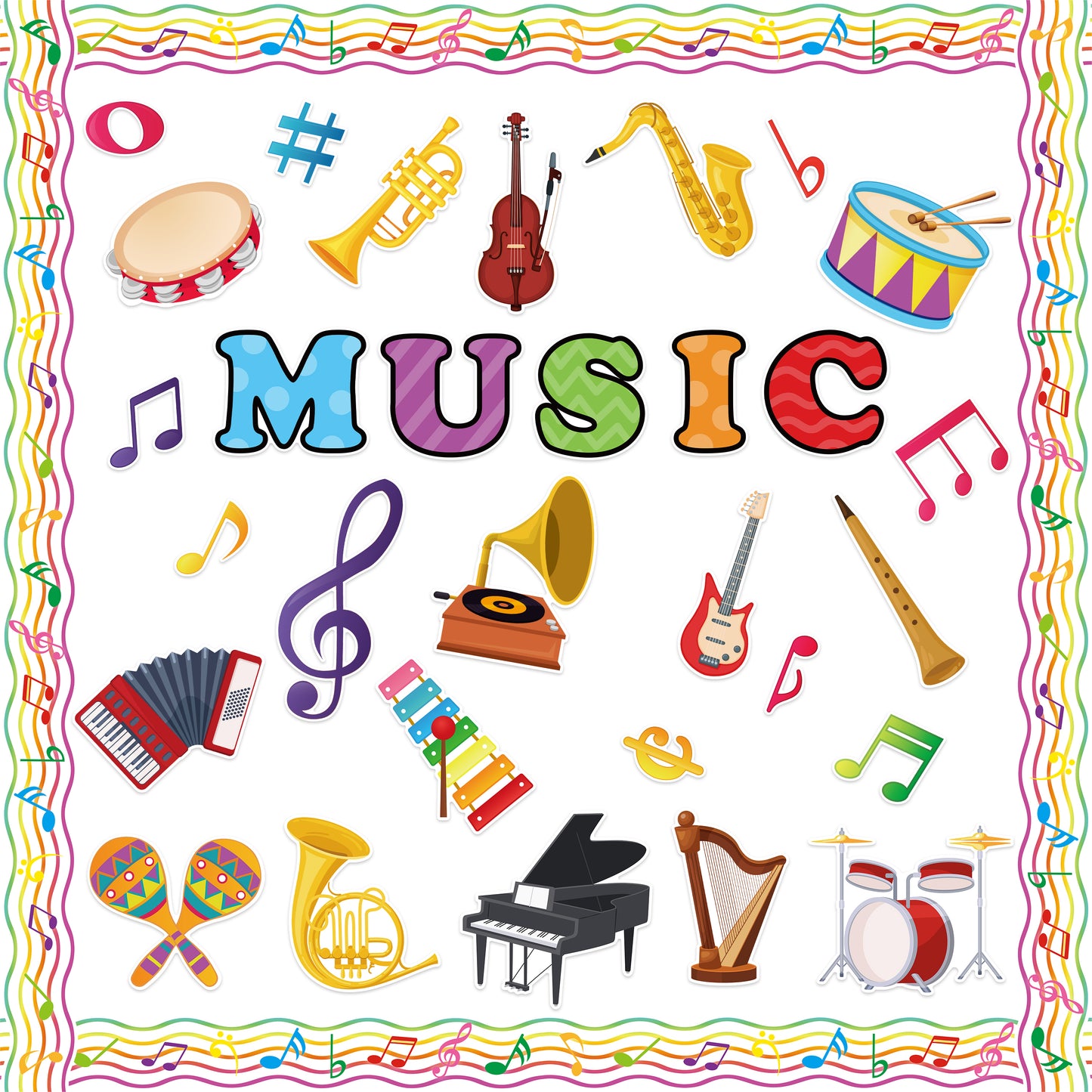 CPicdn 101Pcs Musical Notes Music Classroom Bulletin Board Decorations Set