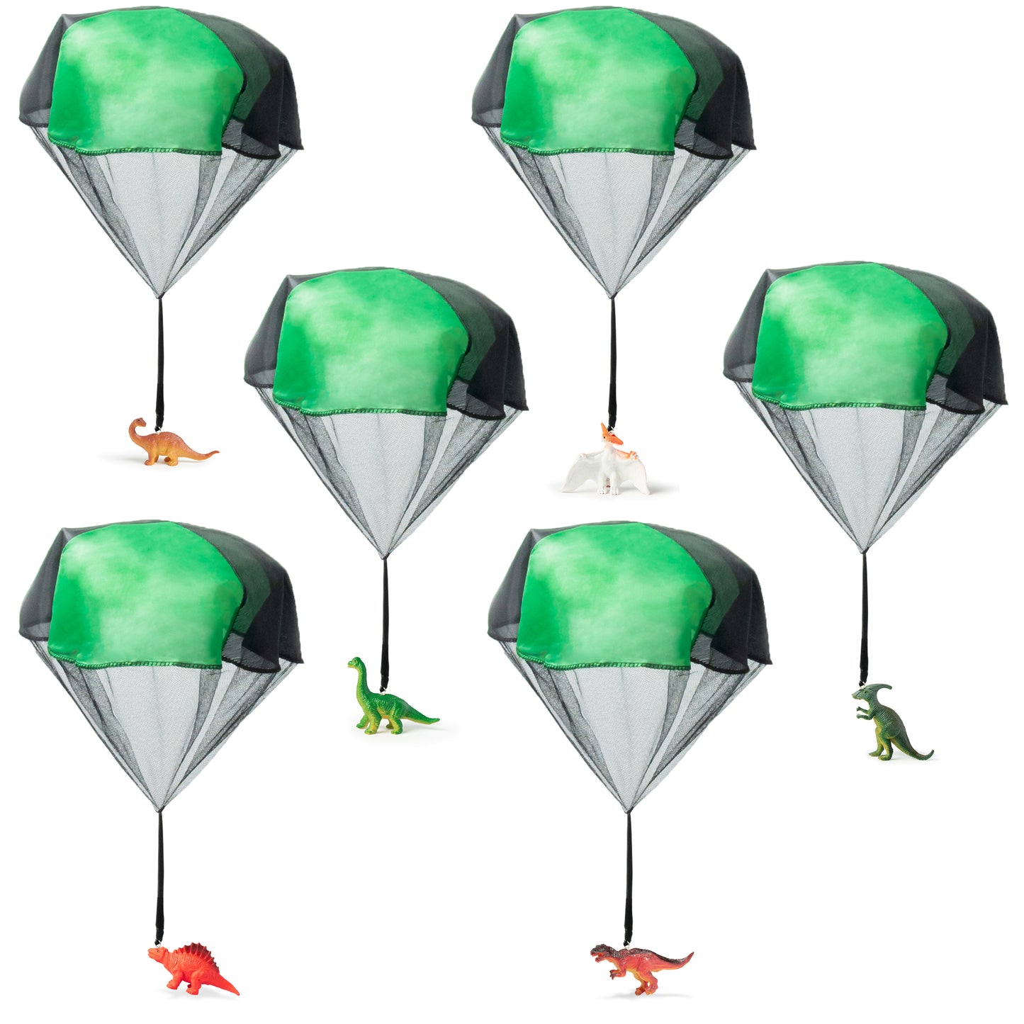 CPicdn 6Pcs Dinosaur Parachute Toy - Tangle Tree Hand Throwing Toy Parachute Flying Toys for Kids