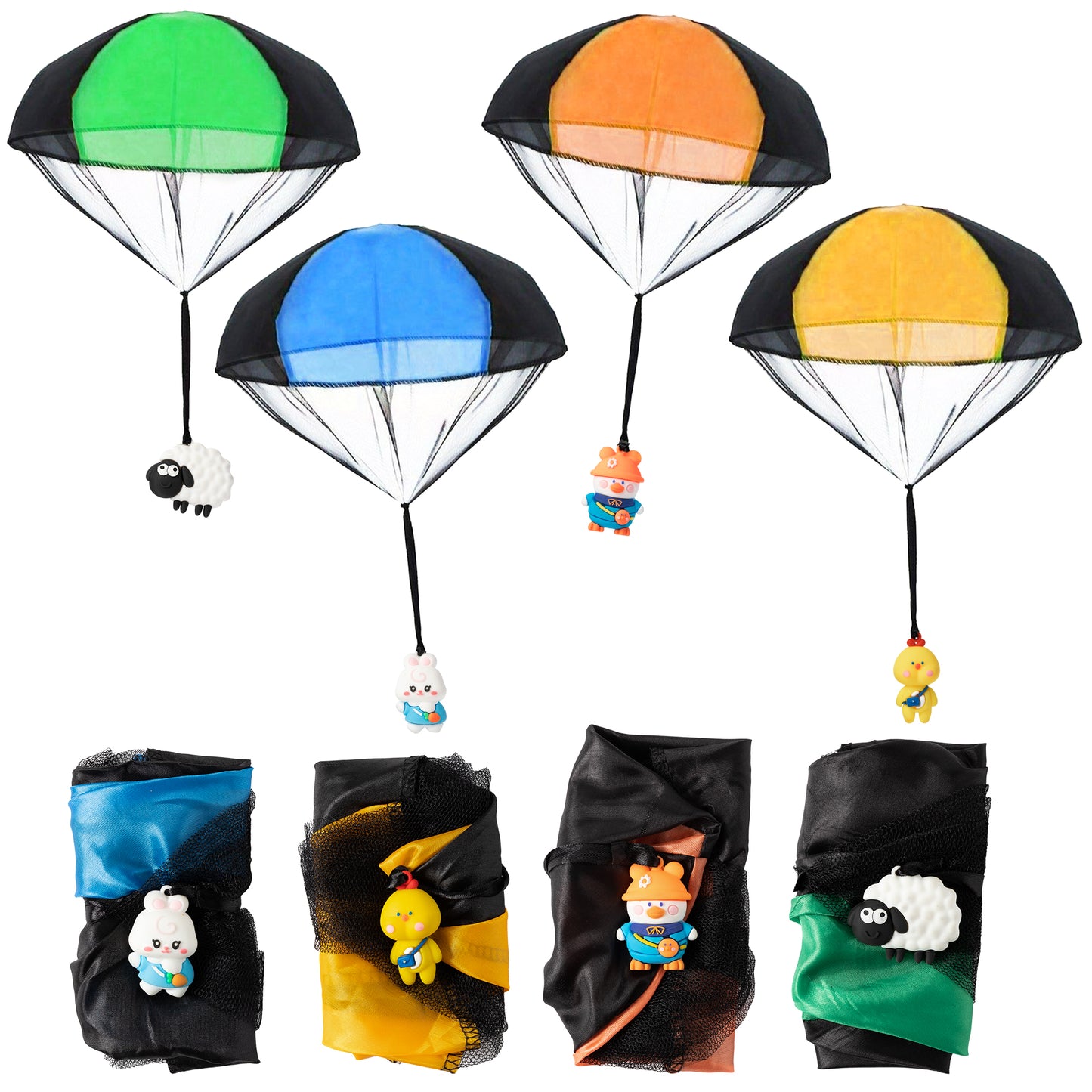 CPicdn 8Pcs Cartoon Animals Parachute Toy Children's Flying Toys