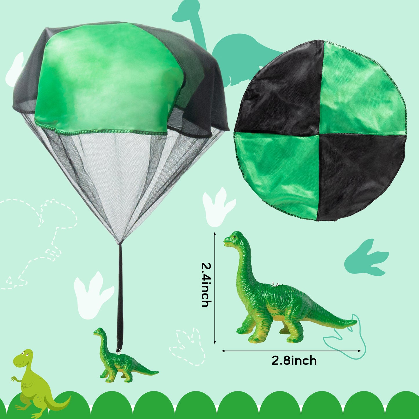 CPicdn 6Pcs Dinosaur Parachute Toy - Tangle Tree Hand Throwing Toy Parachute Flying Toys for Kids