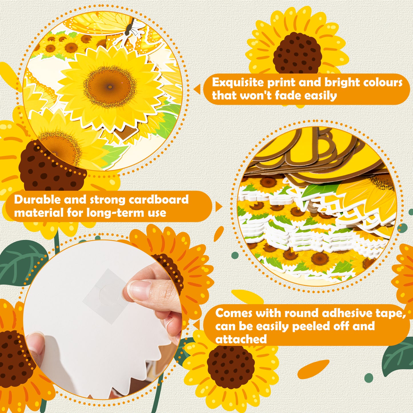 CPicdn 118Pcs Summer Sunflower Cutouts Set Flower Butterfly Bulletin Board Decoration Set