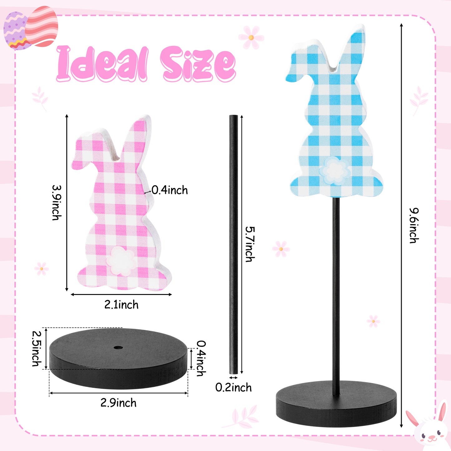 Cpicdn 4Pcs Wood Table Decor Rabbit Tall Standing Wood Block Sign Set