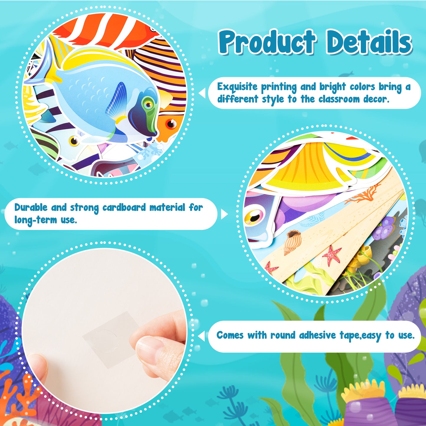 CPicdn 129Pcs Fish Cutouts Tropical Fish Back to School Name Tag Classroom Bulletin Board