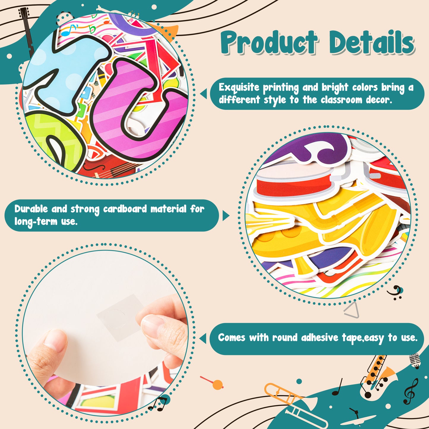 CPicdn 101Pcs Musical Notes Music Classroom Bulletin Board Decorations Set