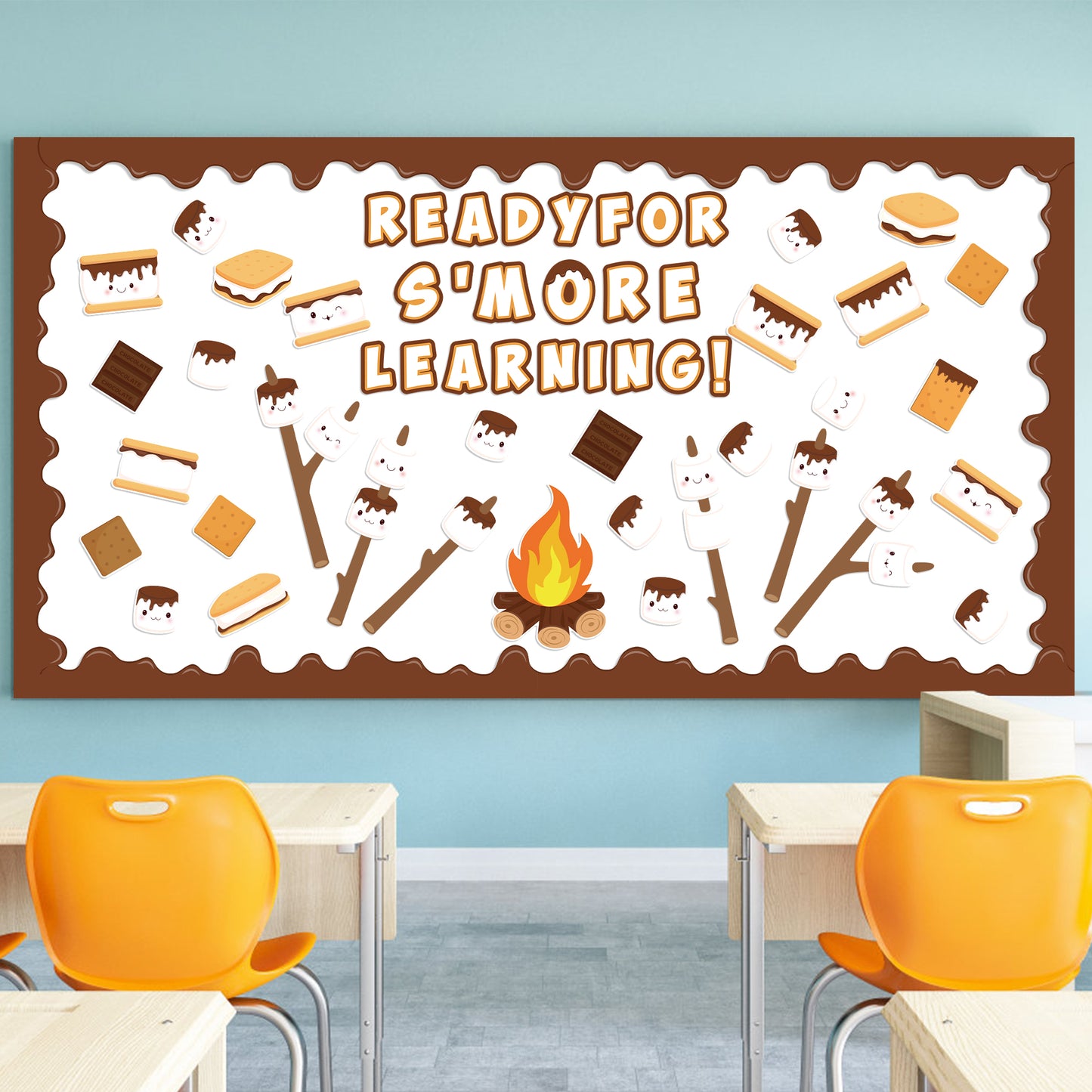 CPicdn 143Pcs Back to School Marshmallow S'More Classroom Bulletin Board Decorations Set