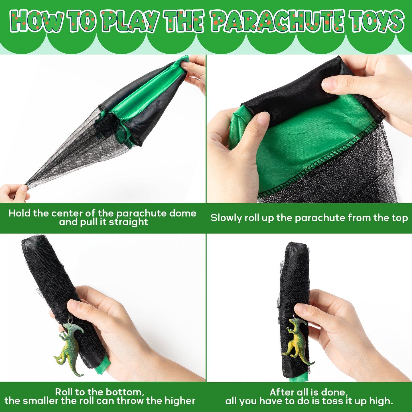 CPicdn 6Pcs Dinosaur Parachute Toy - Tangle Tree Hand Throwing Toy Parachute Flying Toys for Kids