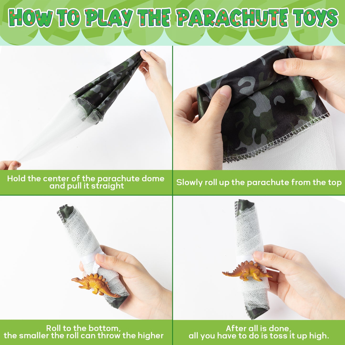 CPicdn 6Pcs Dinosaur Parachute Toy Children's Camo Parachute Toys