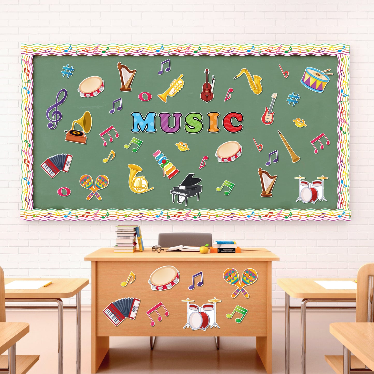 CPicdn 101Pcs Musical Notes Music Classroom Bulletin Board Decorations Set