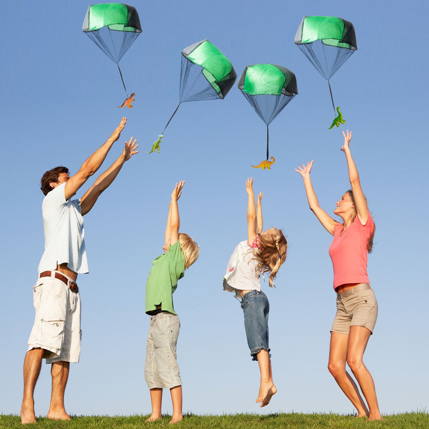 CPicdn 6Pcs Dinosaur Parachute Toy - Tangle Tree Hand Throwing Toy Parachute Flying Toys for Kids