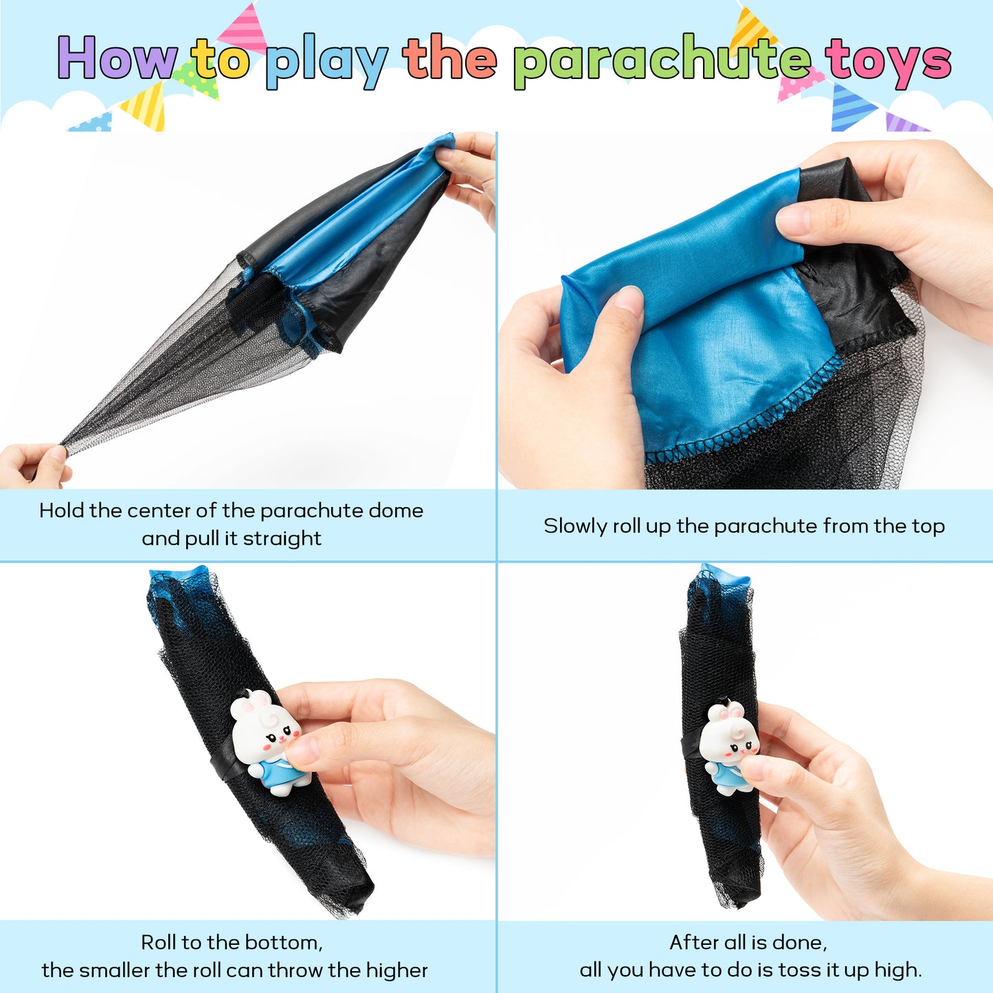 CPicdn 8Pcs Cartoon Animals Parachute Toy Children's Flying Toys