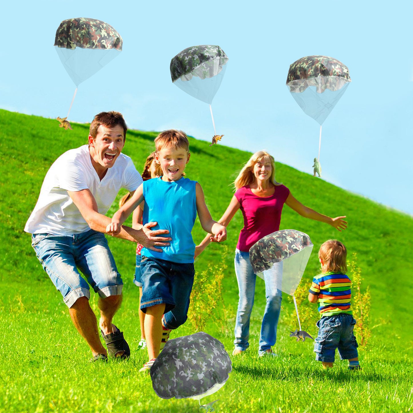 CPicdn 6Pcs Dinosaur Parachute Toy Children's Camo Parachute Toys