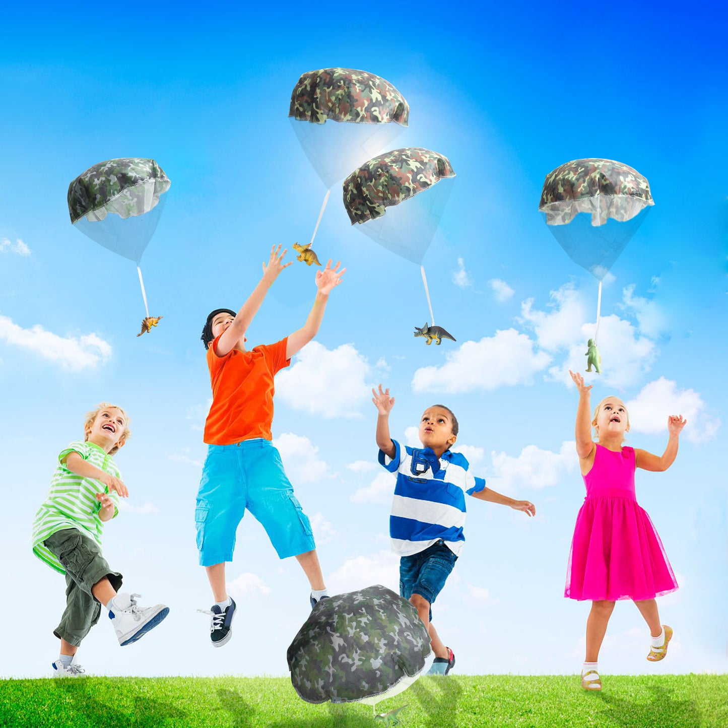 CPicdn 6Pcs Dinosaur Parachute Toy Children's Camo Parachute Toys