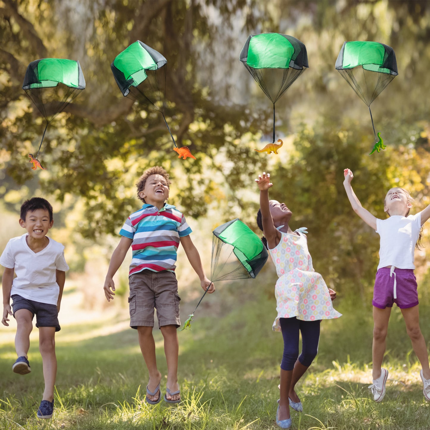 CPicdn 6Pcs Dinosaur Parachute Toy - Tangle Tree Hand Throwing Toy Parachute Flying Toys for Kids
