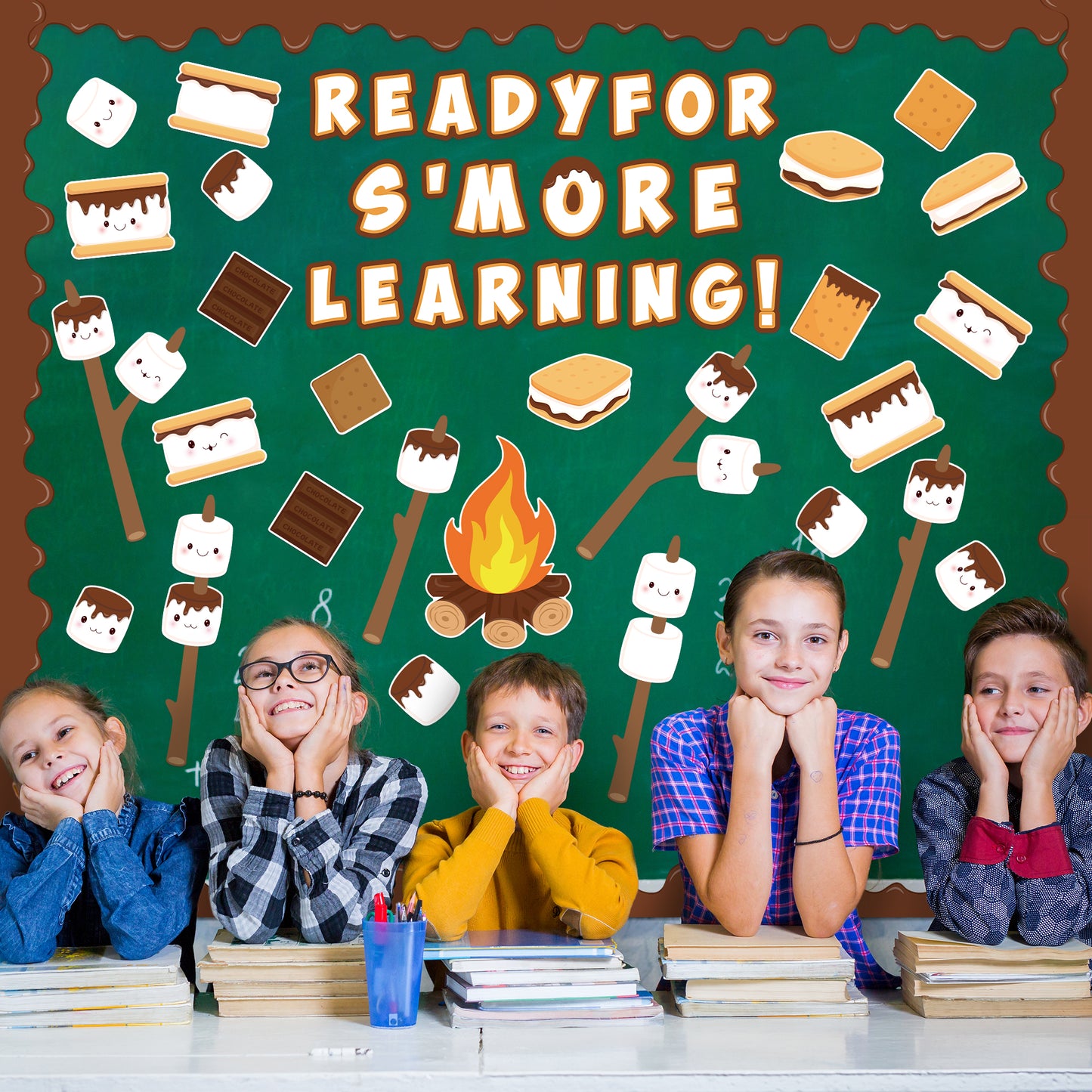 CPicdn 143Pcs Back to School Marshmallow S'More Classroom Bulletin Board Decorations Set