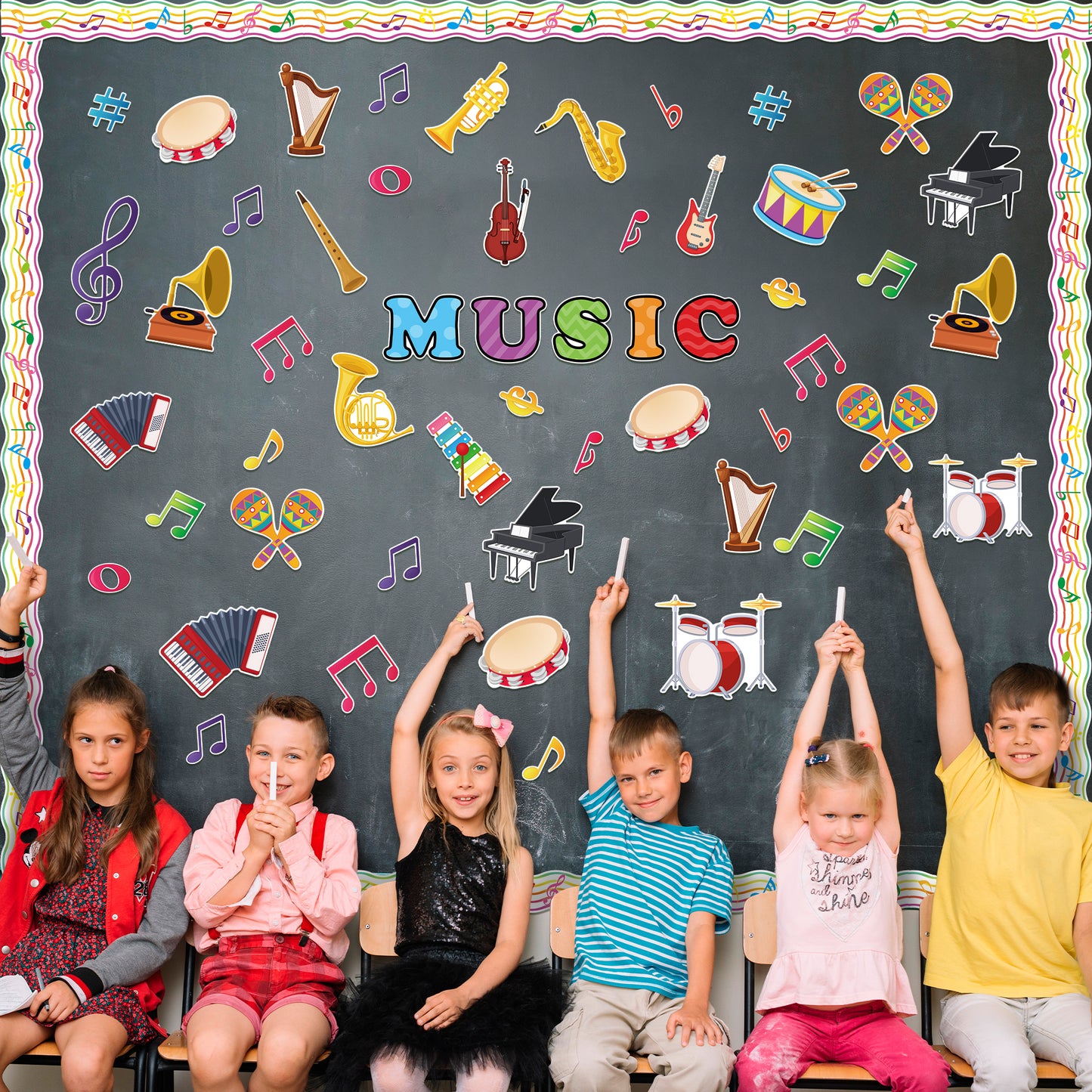 CPicdn 101Pcs Musical Notes Music Classroom Bulletin Board Decorations Set