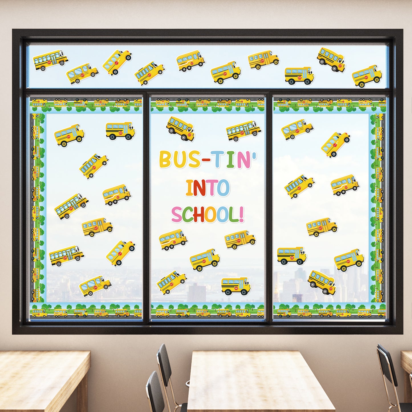 CPicdn 104Pcs Back to School Bulletin Board Decoration School Bus Cutouts Set