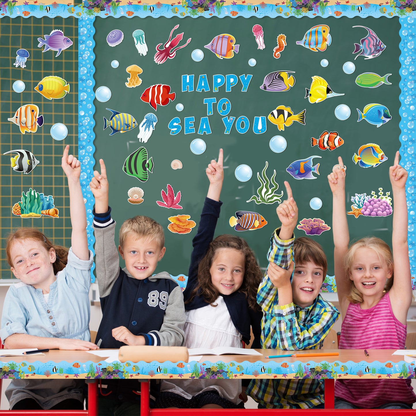 CPicdn 129Pcs Fish Cutouts Tropical Fish Back to School Name Tag Classroom Bulletin Board