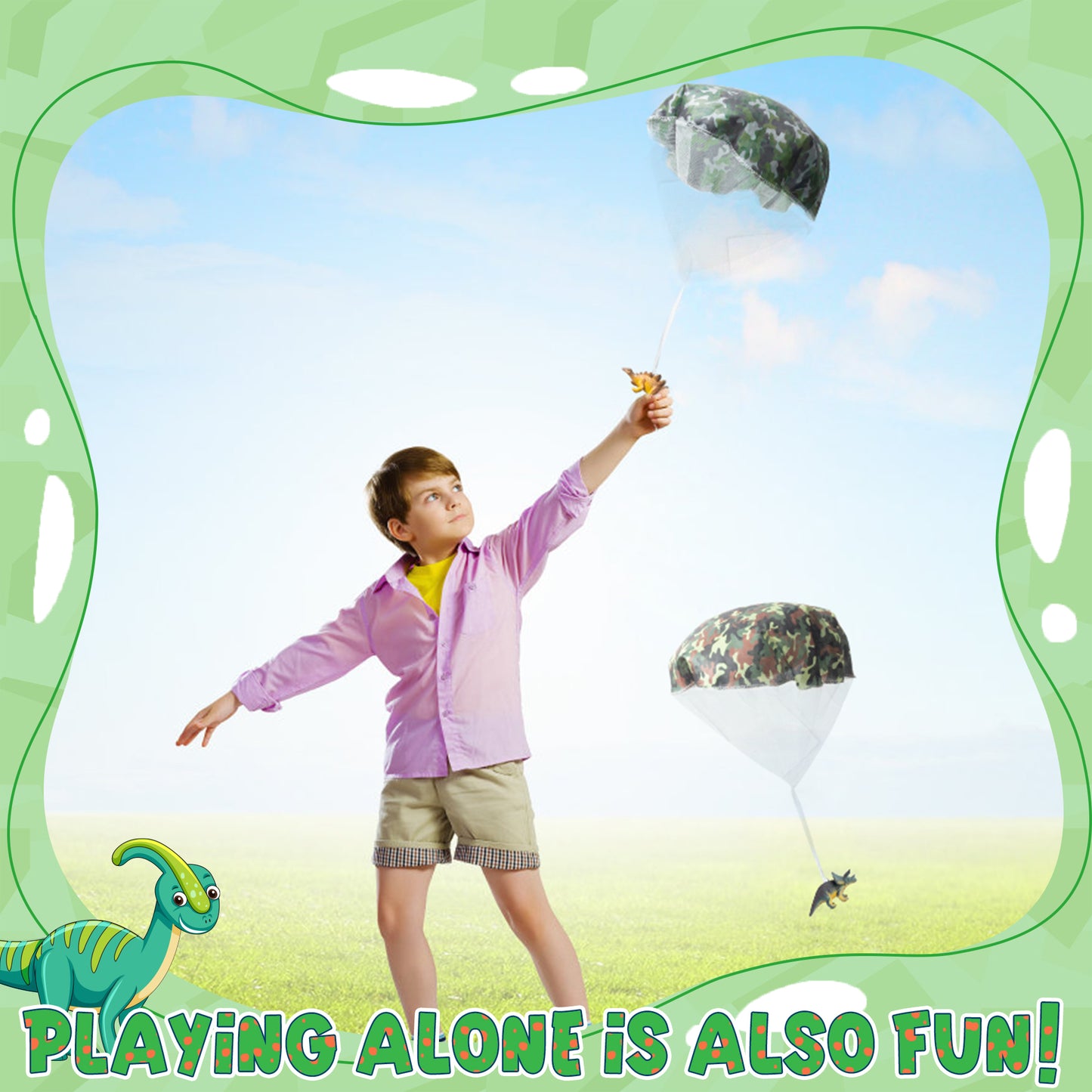 CPicdn 6Pcs Dinosaur Parachute Toy Children's Camo Parachute Toys
