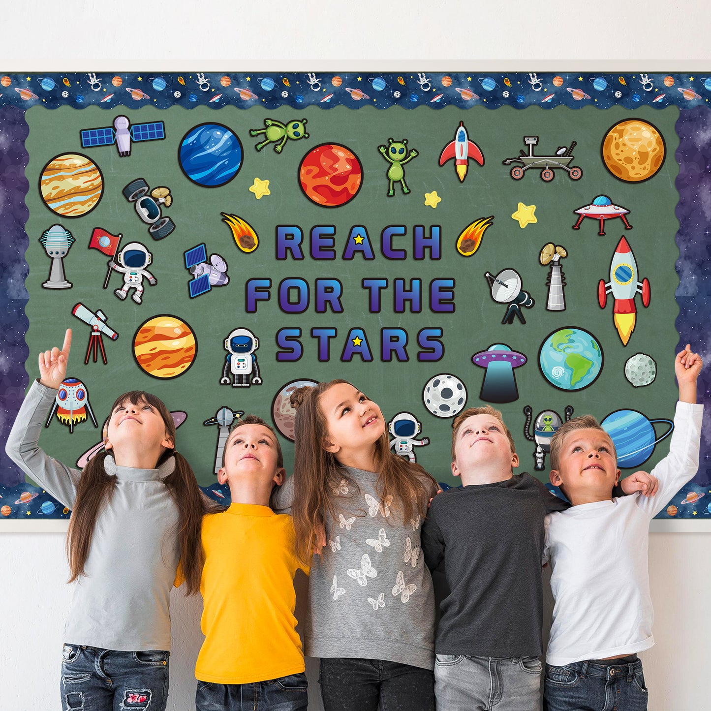 CPicdn 121Pcs Outer Space Classroom Bulletin Board Decorations Set