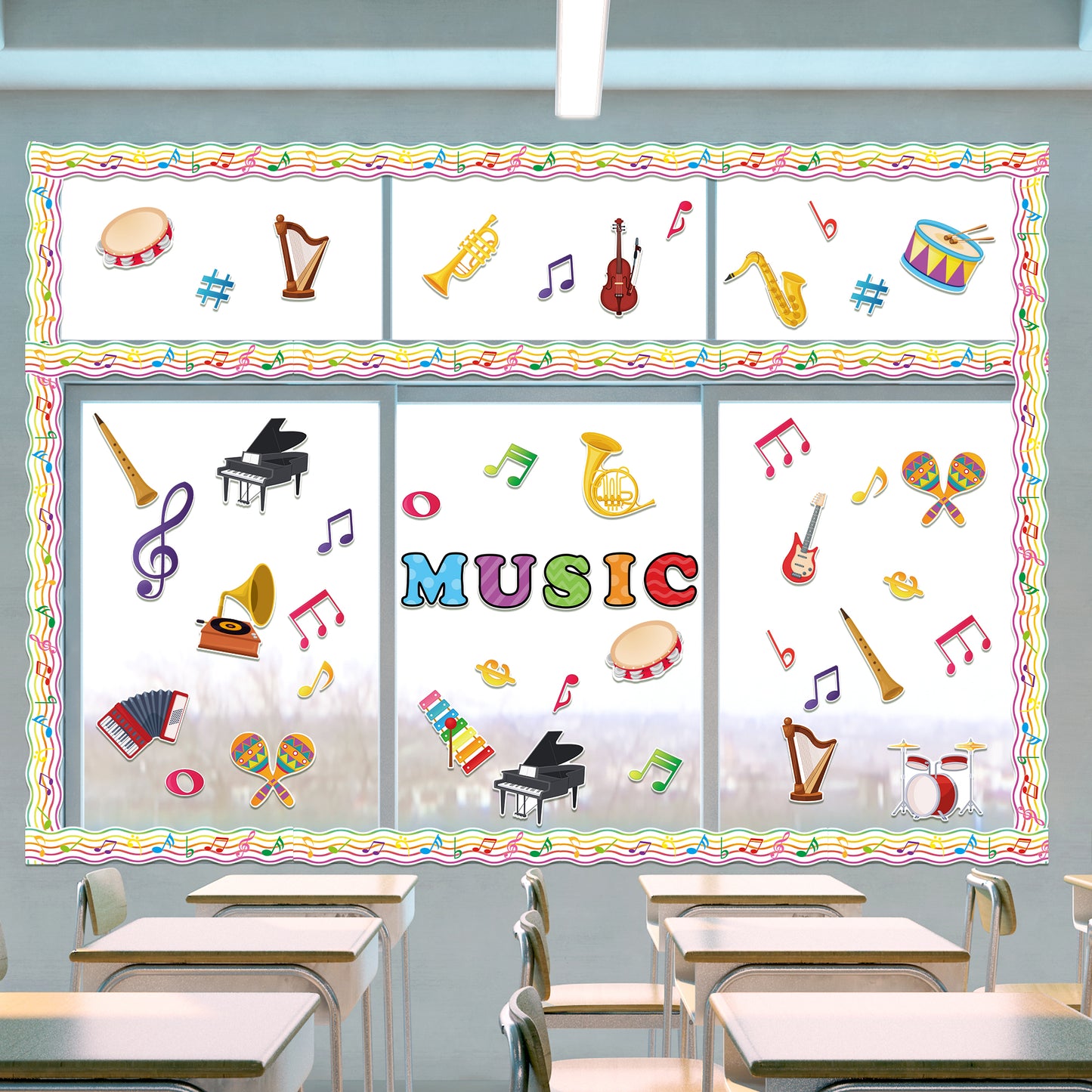 CPicdn 101Pcs Musical Notes Music Classroom Bulletin Board Decorations Set