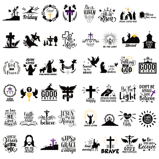 CPicdn 8Pcs Easter Religious Sticker Resurrection Scene Crafts Stickers Easter Positive Bless Word