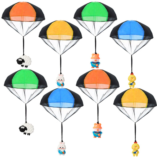 CPicdn 8Pcs Cartoon Animals Parachute Toy Children's Flying Toys