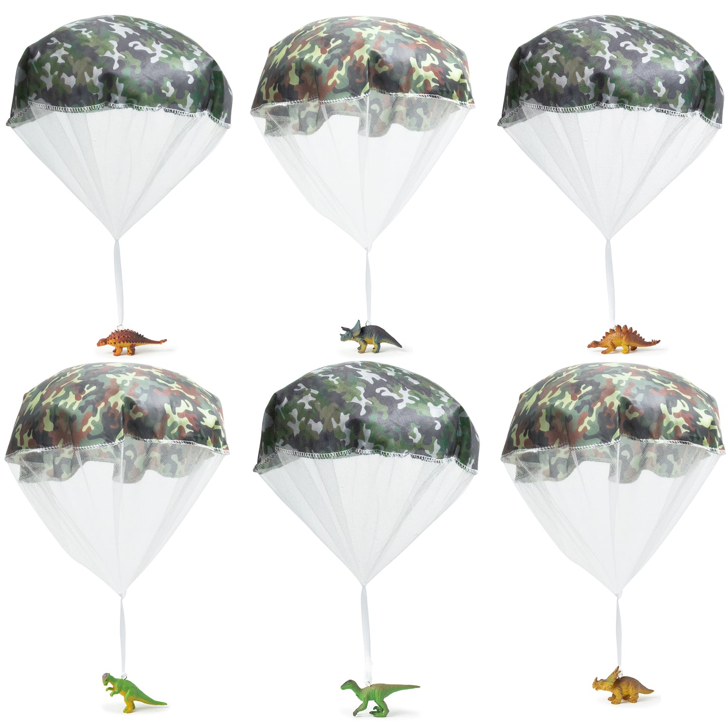 CPicdn 6Pcs Dinosaur Parachute Toy Children's Camo Parachute Toys