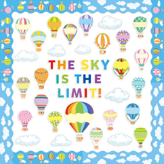 CPicdn 126Pcs Hot Air Balloon Cloud Classroom Bulletin Board Decoration Set
