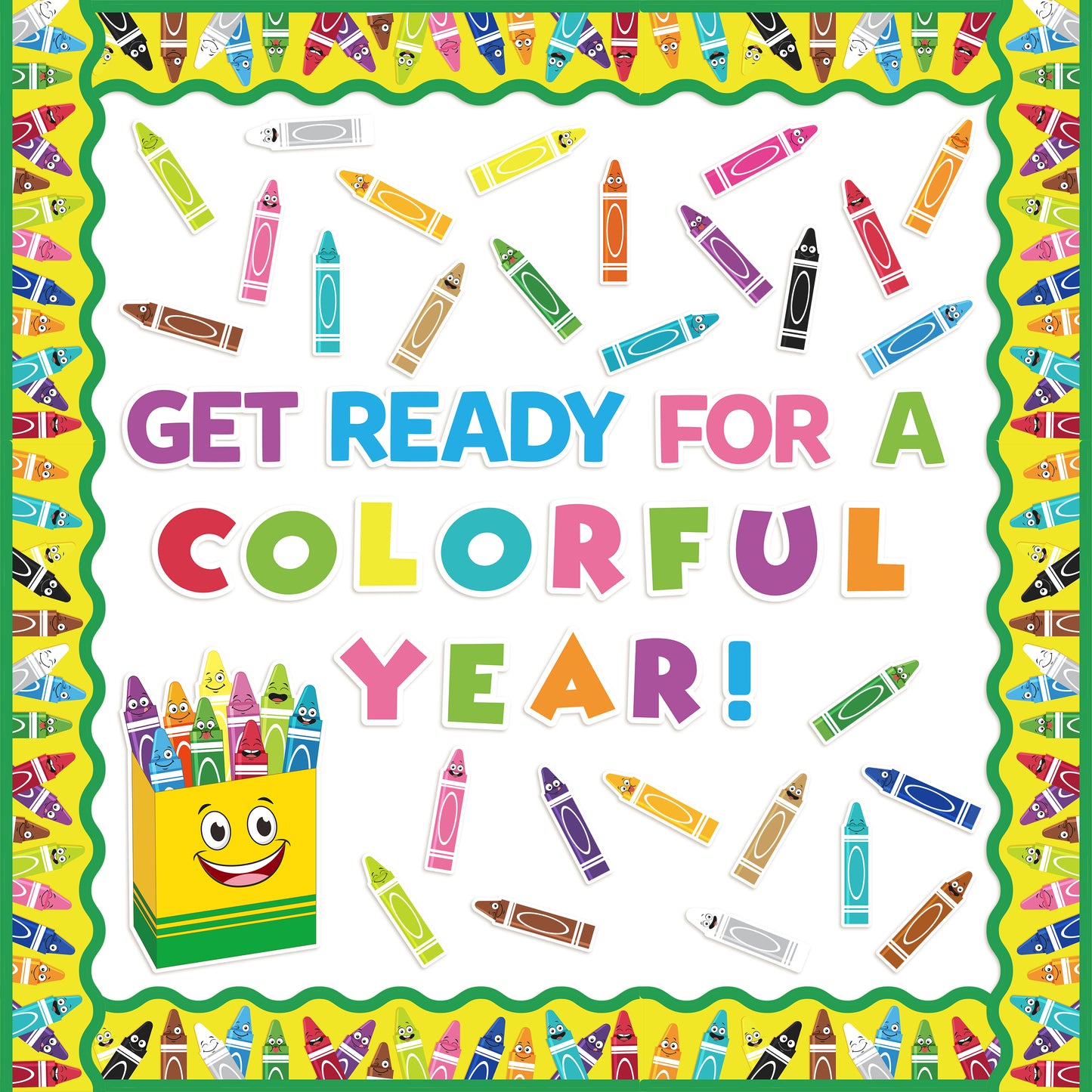 CPicdn 118Pcs Crayon Cutouts Back to School Bulletin Board Set
