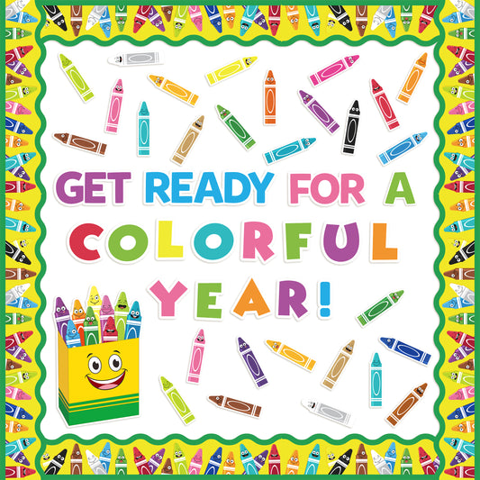 CPicdn 118Pcs Crayon Cutouts Back to School Bulletin Board Set