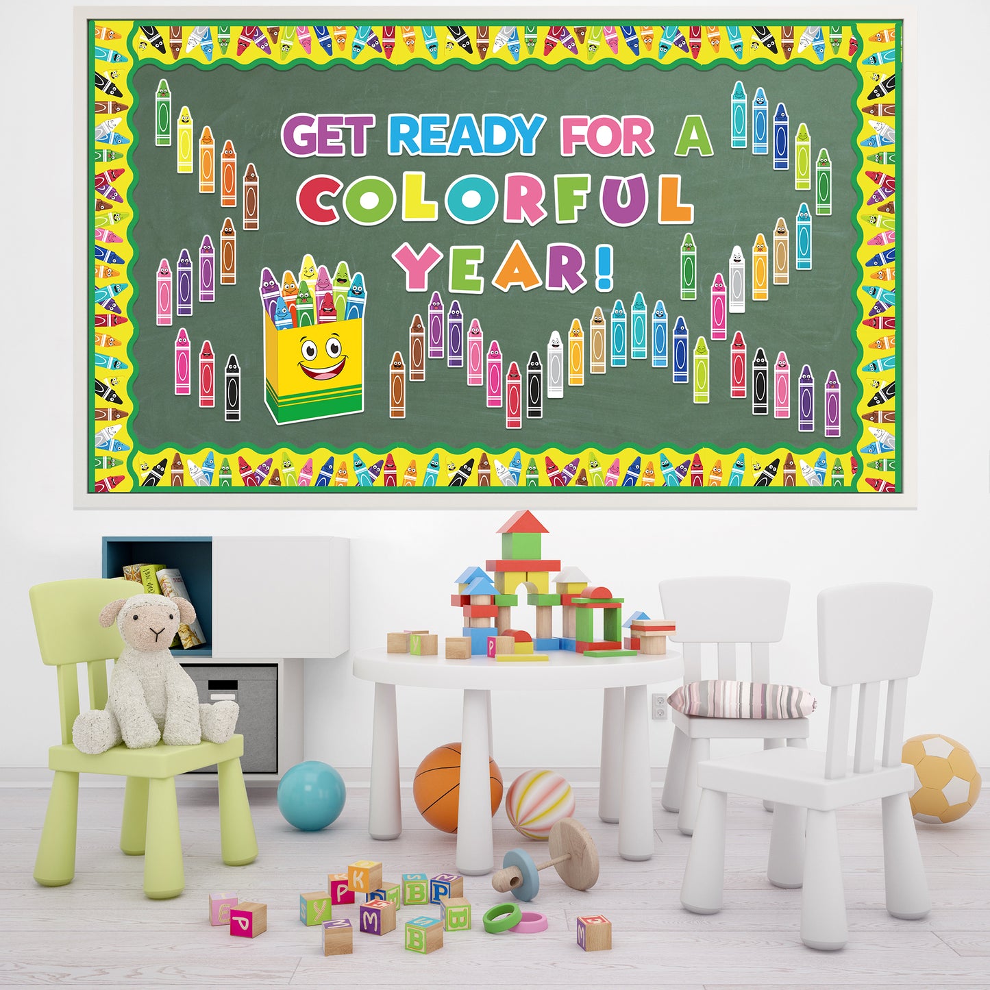 CPicdn 118Pcs Crayon Cutouts Back to School Bulletin Board Set