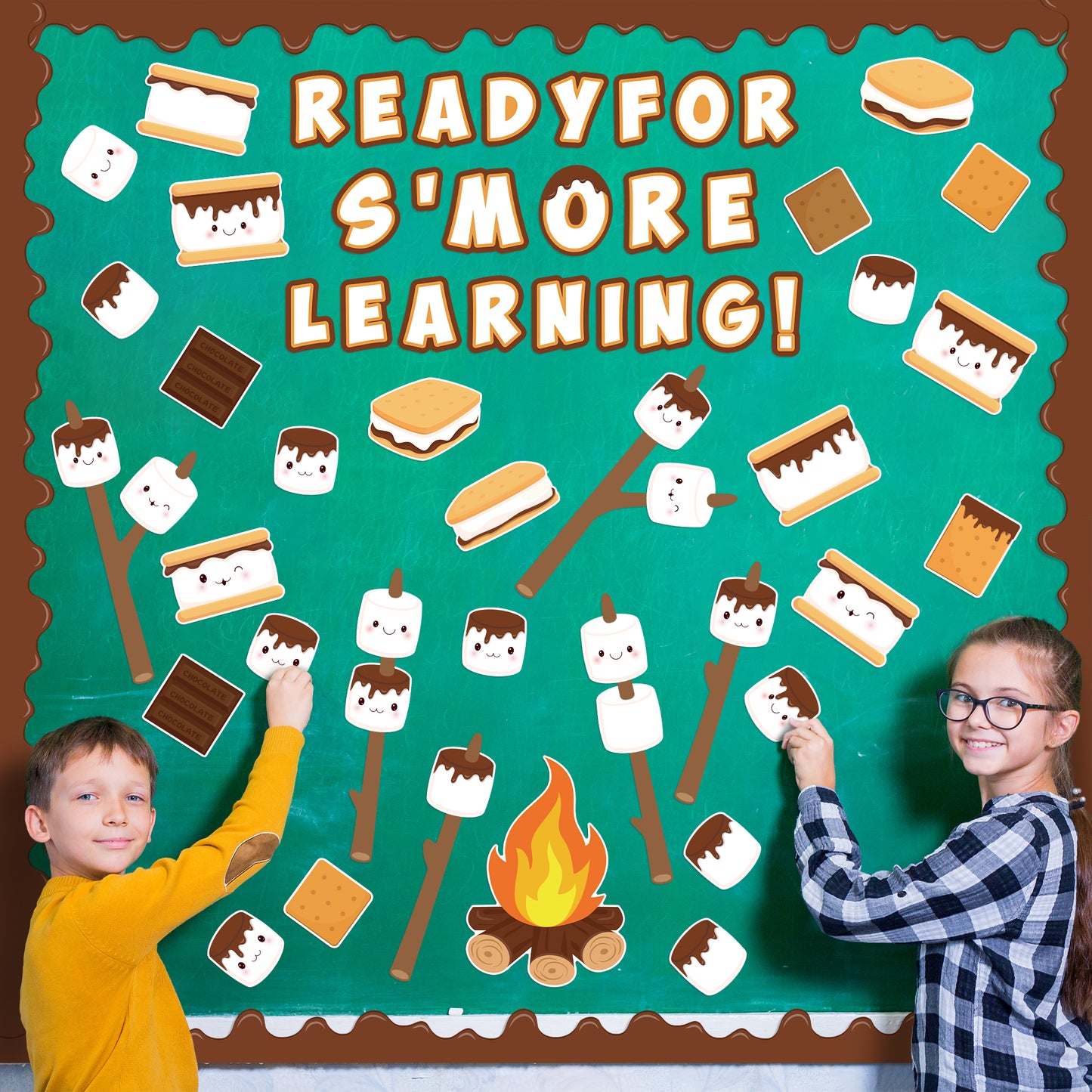 CPicdn 143Pcs Back to School Marshmallow S'More Classroom Bulletin Board Decorations Set