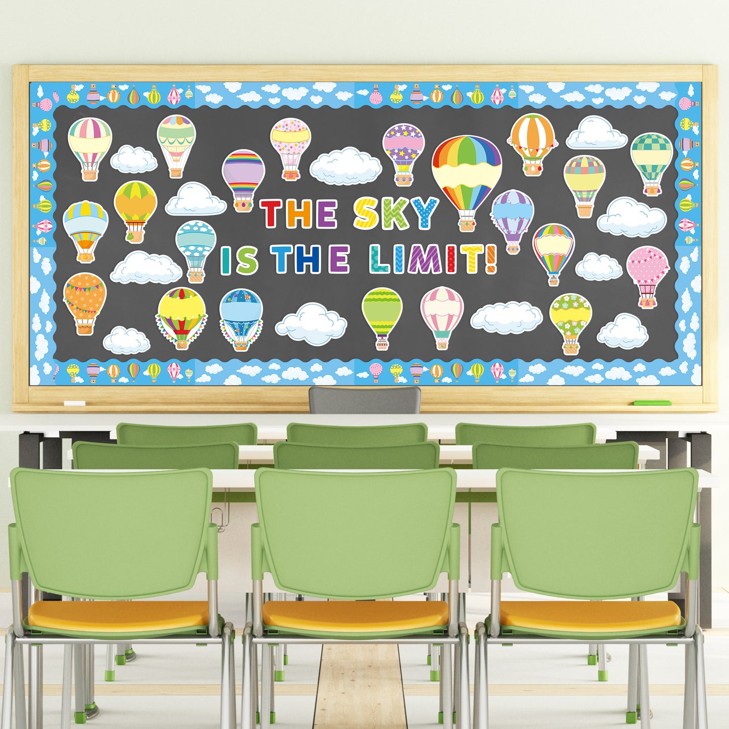 CPicdn 126Pcs Hot Air Balloon Cloud Classroom Bulletin Board Decoration Set