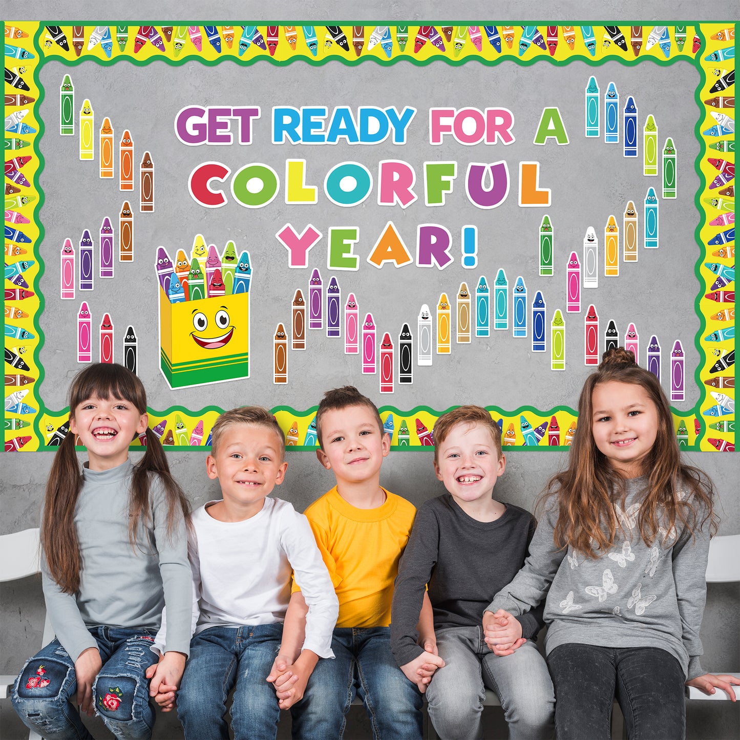 CPicdn 118Pcs Crayon Cutouts Back to School Bulletin Board Set