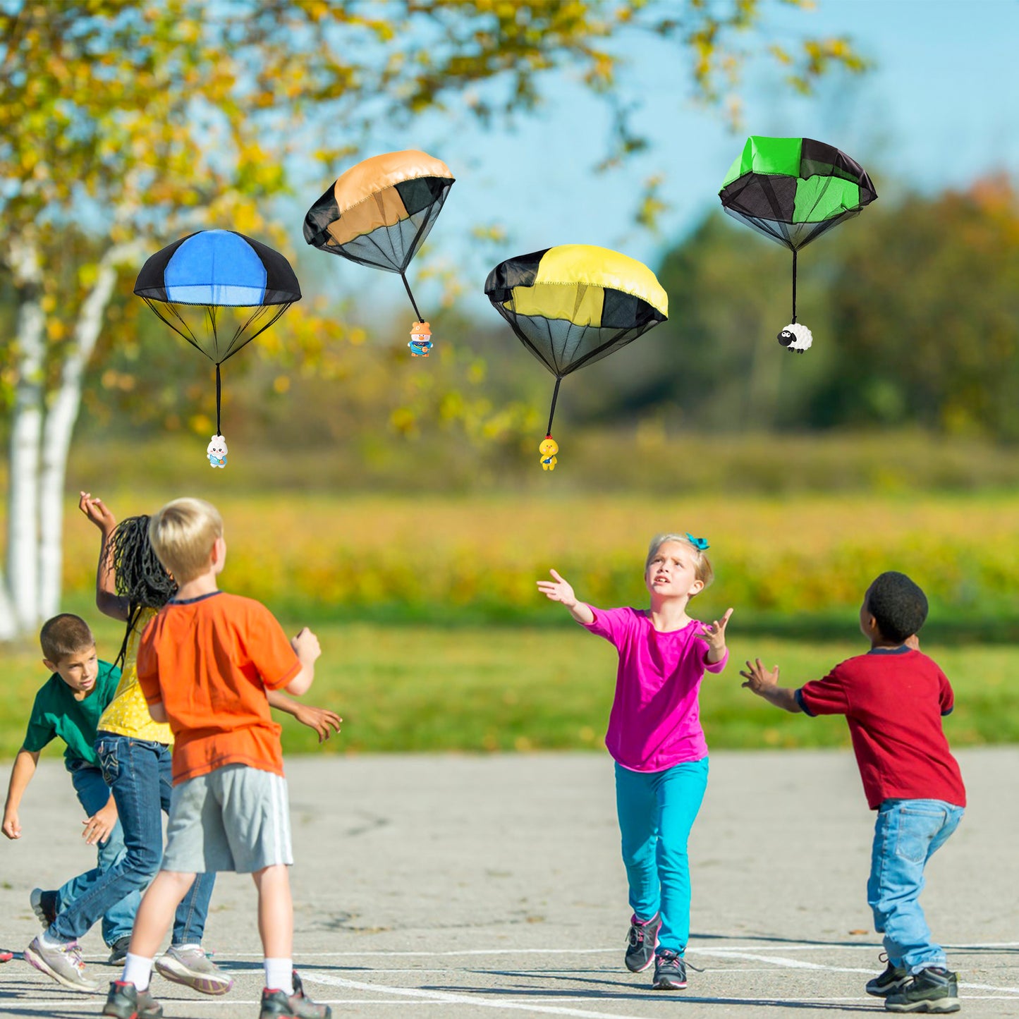 CPicdn 8Pcs Cartoon Animals Parachute Toy Children's Flying Toys