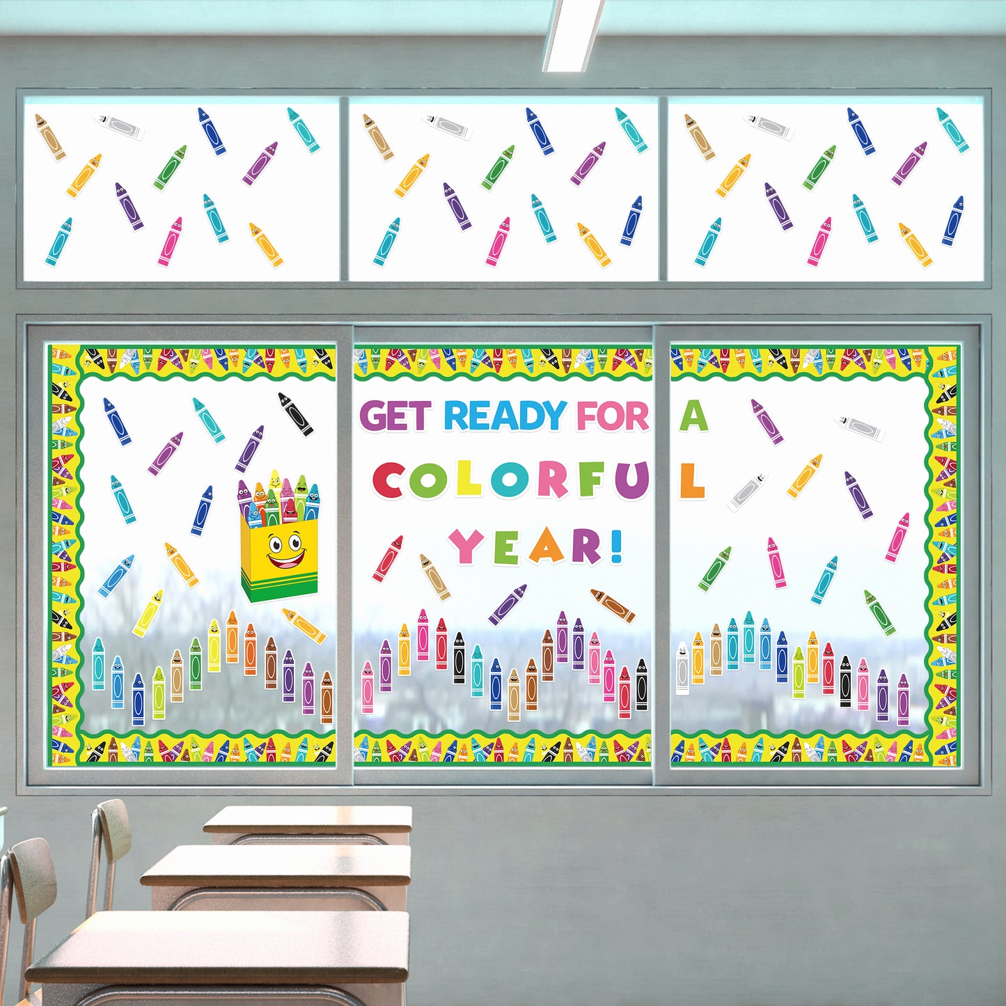 CPicdn 118Pcs Crayon Cutouts Back to School Bulletin Board Set