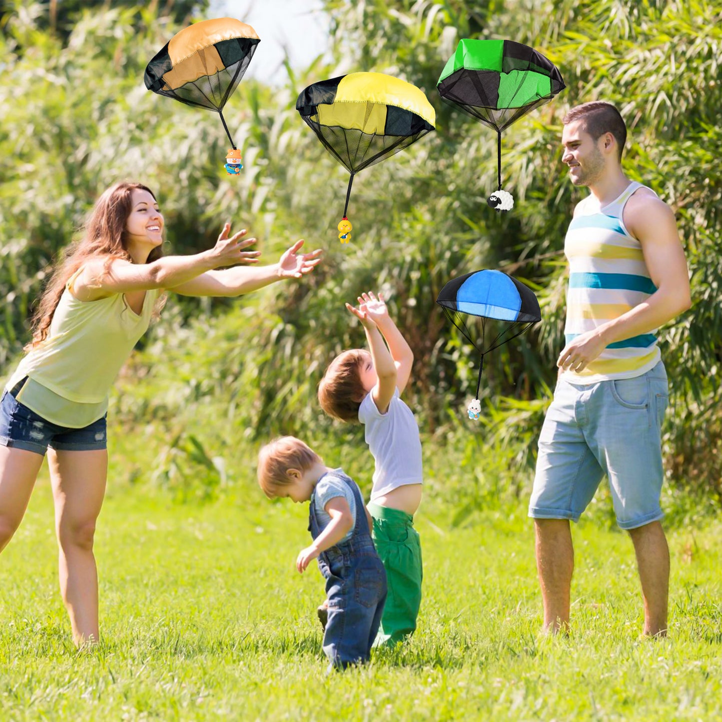 CPicdn 8Pcs Cartoon Animals Parachute Toy Children's Flying Toys